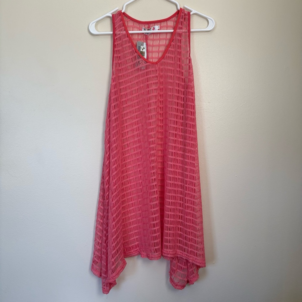 India Boutique Coral Mesh Dress/Swim Cover One Size NWT - Picture 1 of 8
